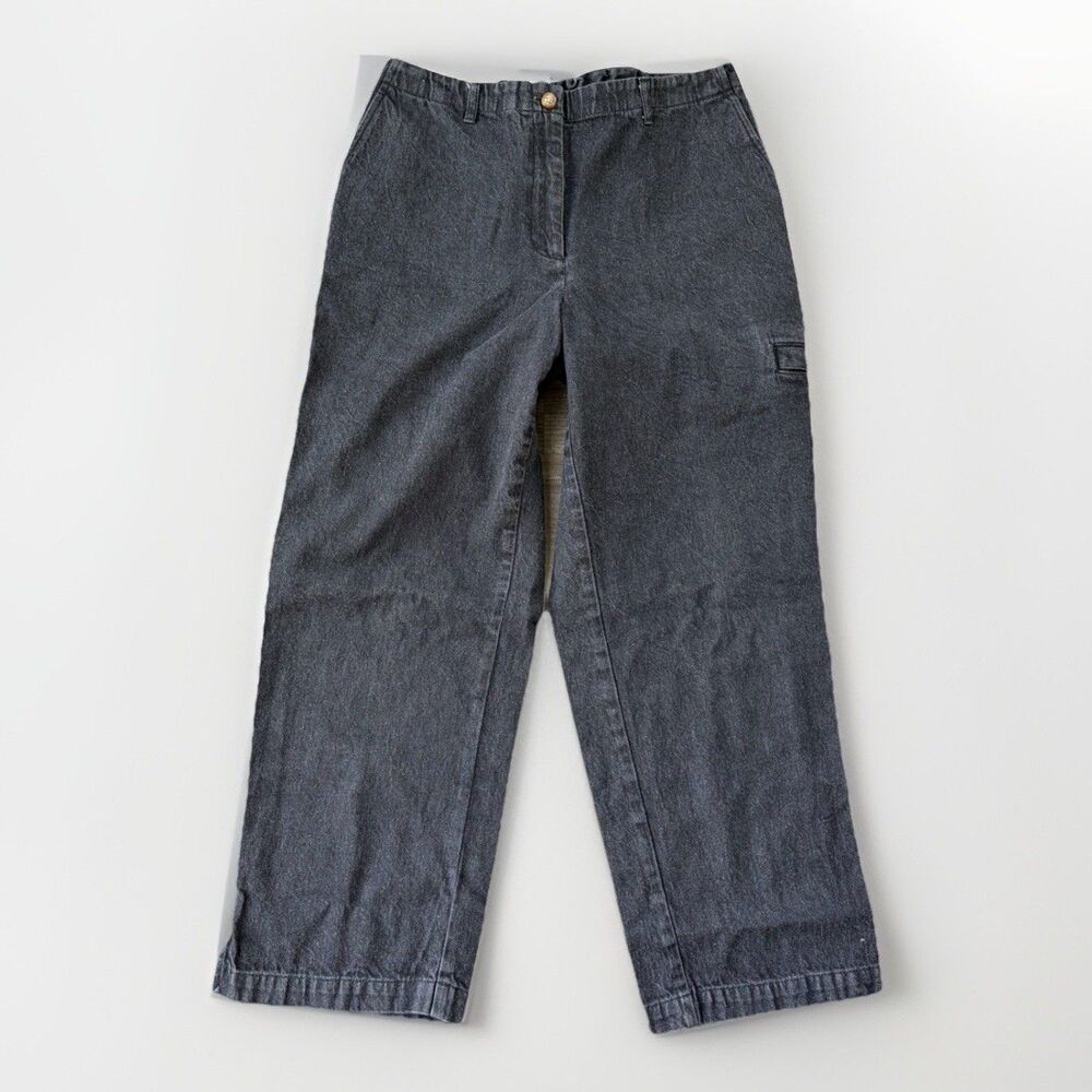 Orvis Women’s Size 12 Black Denim Carpenter Utility Pants High Rise Straight Leg